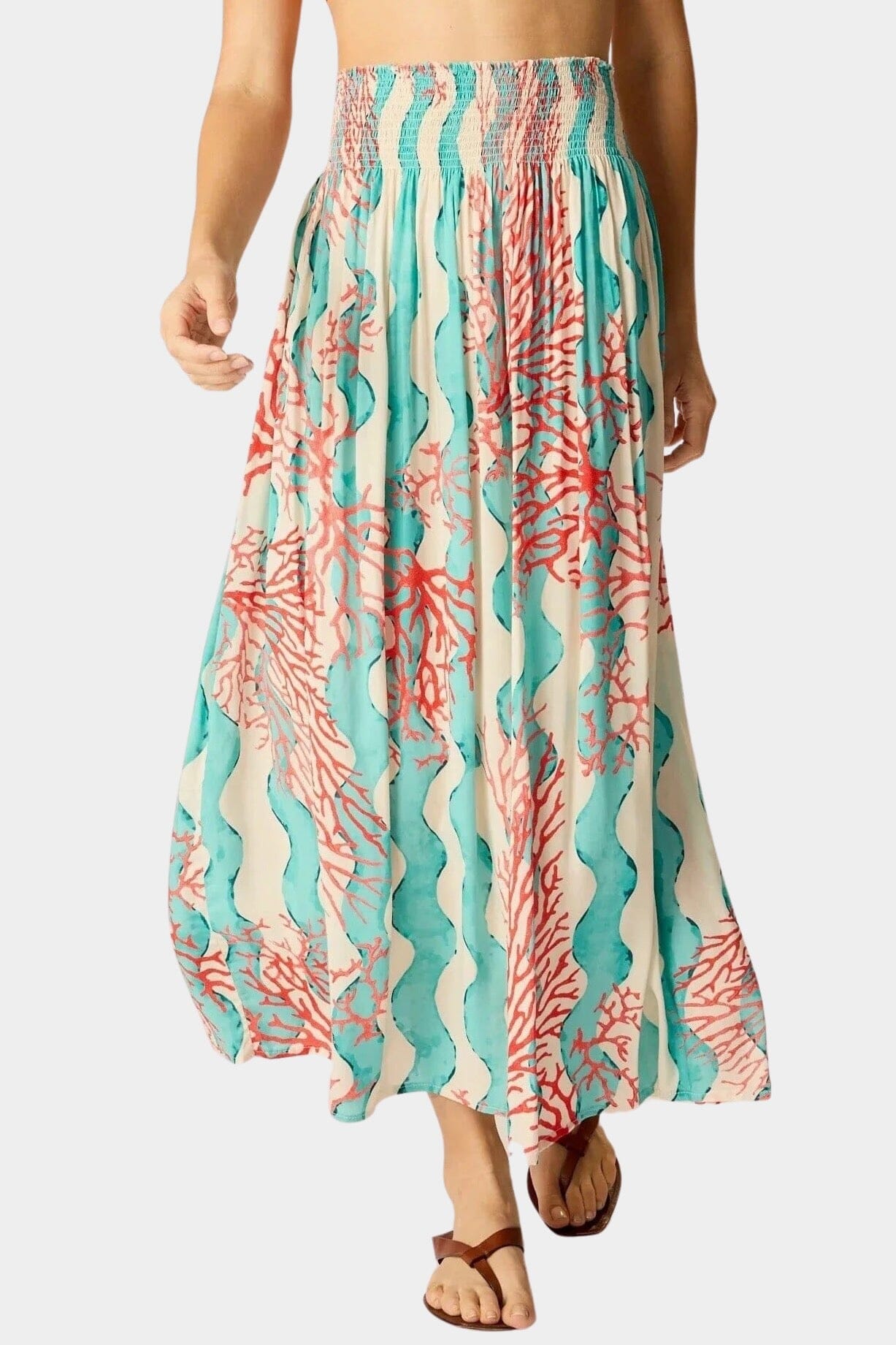 Natalie Martin | Bella Skirt In Coral Wave Turquoise - SHOP YUCCA Skirts NATALIE MARTIN - YUCCA, Women’s clothing store Denver, women’s clothing website, women’s elevated skirts, clothing boutiques near me.