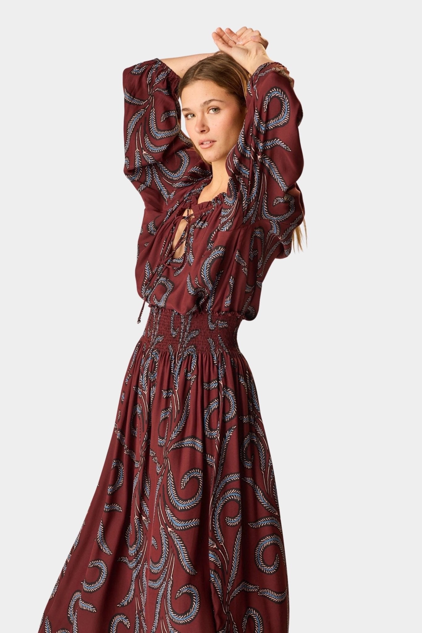 Natalie Martin | Bella Skirt - Feather Bordeaux - Skirts - YUCCA, Women’s clothing store Denver, women’s clothing website.