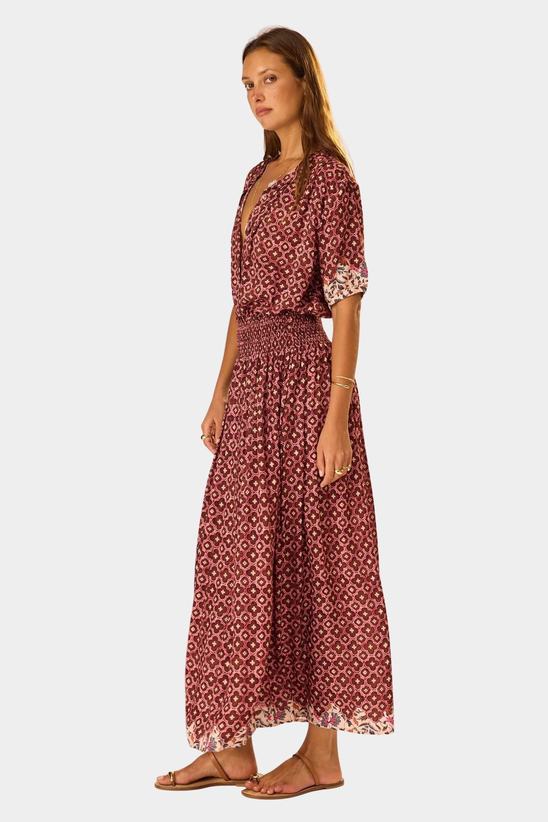 Natalie Martin Bella Skirt Mosaic Spice printed rayon maxi skirt at YUCCA Denver