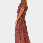 Natalie Martin Bella Skirt Mosaic Spice side profile with lightweight drape