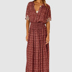 Natalie Martin Bella Skirt Mosaic Spice front view with fluid relaxed silhouette