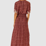 Natalie Martin Bella Skirt Mosaic Spice back view with gathered elastic waistband