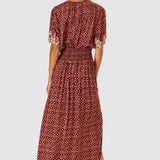 Natalie Martin Bella Skirt Mosaic Spice back view with gathered elastic waistband
