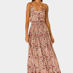 Natalie Martin Bella Skirt Wildflower Spice floral maxi skirt front view with smocked waist and flowing silhouette at YUCCA Denver