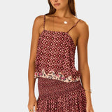 Natalie Martin Fern Cami Mosaic Spice lightweight printed rayon camisole front view
