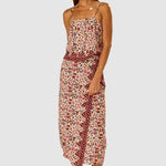 Natalie Martin Fern Cami Wildflower Spice front view with square neckline and lightweight rayon drape
