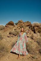 Natalie Martin | Fiore Maxi Dress In Coral Wave Turquoise - SHOP YUCCA Dresses NATALIE MARTIN - YUCCA 