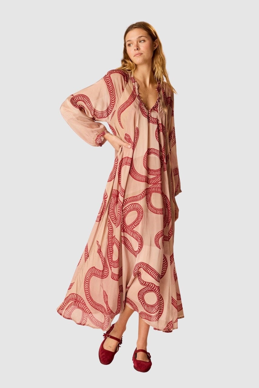 Natalie Martin | Fiore Maxi Dress In Ament Snake Bone - SHOP YUCCA Dresses NATALIE MARTIN - YUCCA 