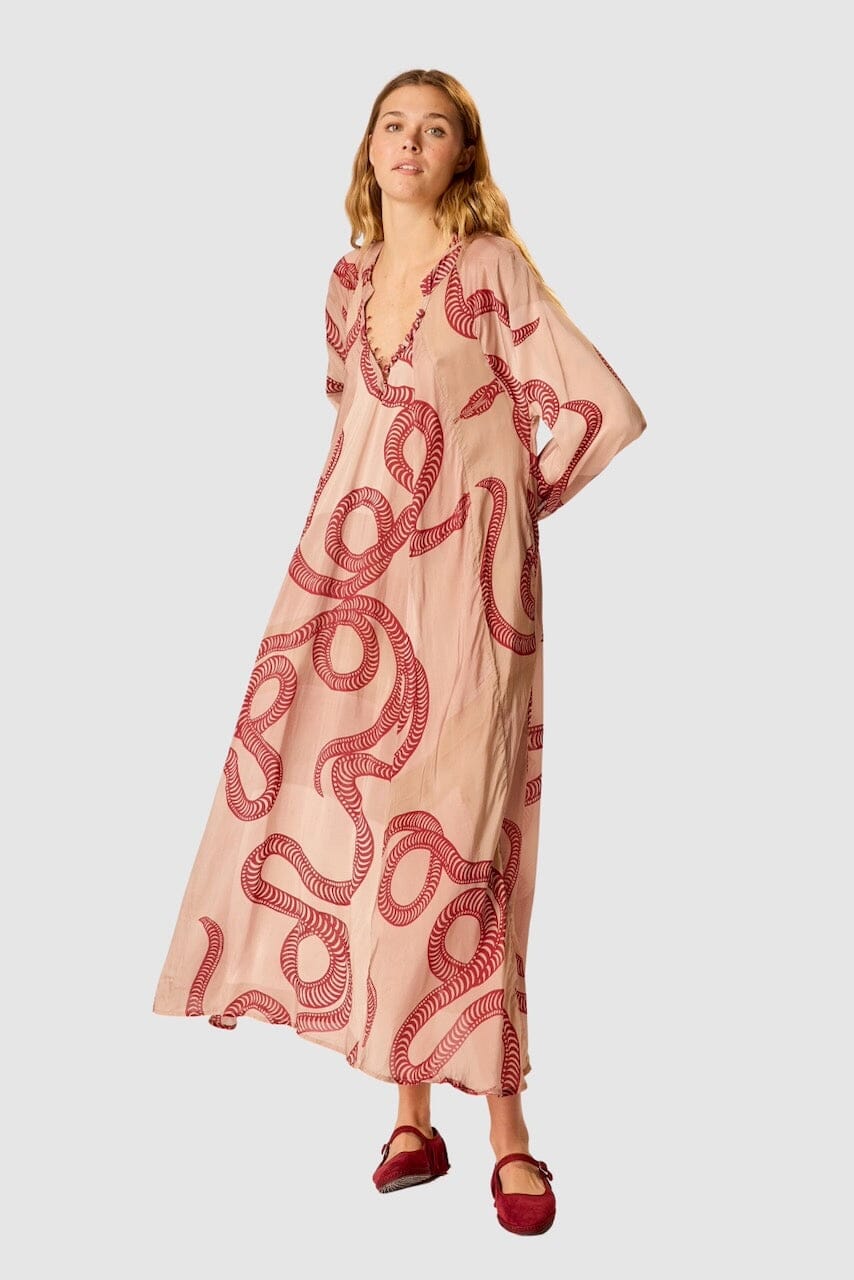 Natalie Martin | Fiore Maxi Dress In Ament Snake Bone - SHOP YUCCA Dresses NATALIE MARTIN - YUCCA 
