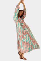 Natalie Martin | Fiore Maxi Dress In Coral Wave Turquoise - SHOP YUCCA Dresses NATALIE MARTIN - YUCCA 