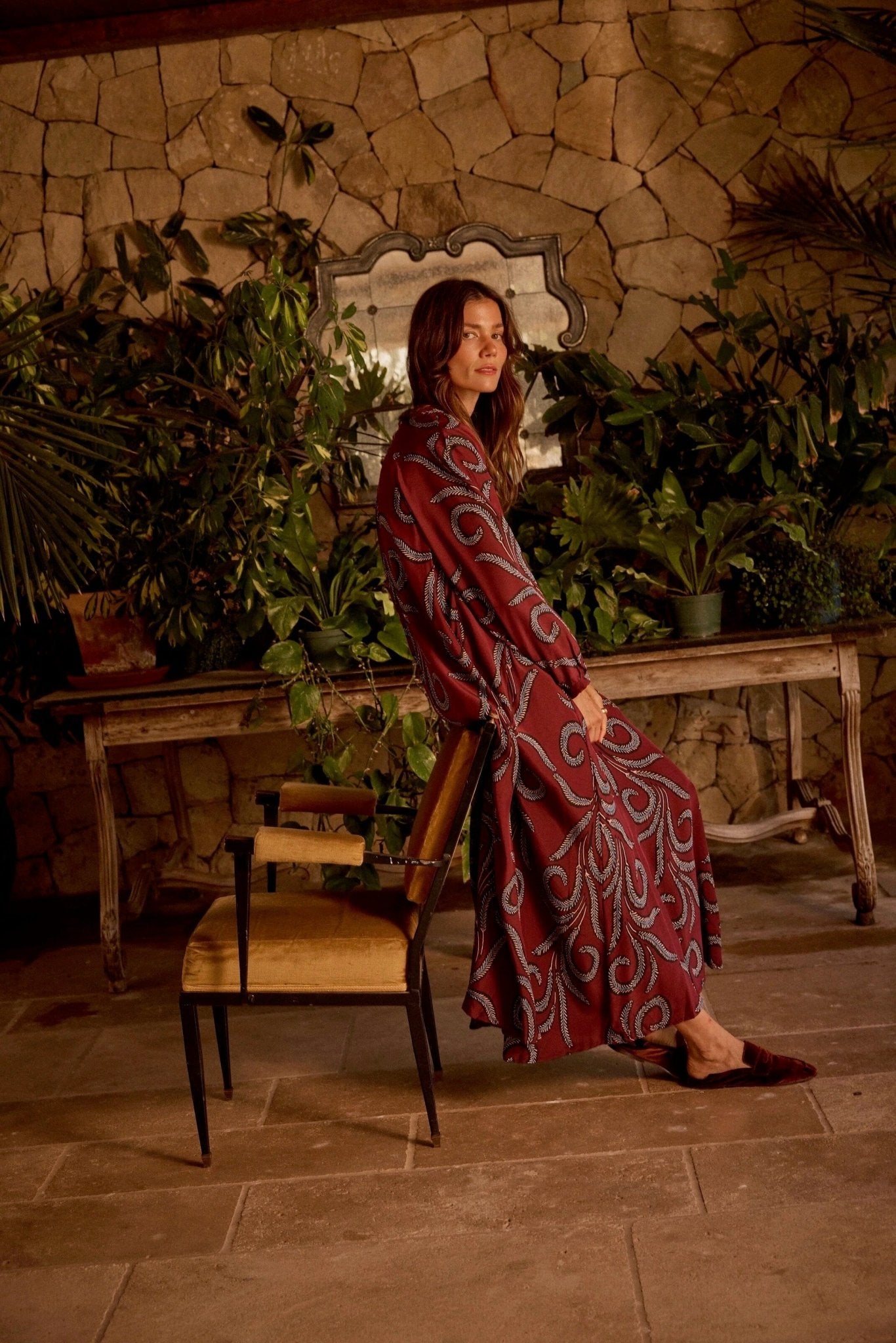 Natalie Martin - Fiore Maxi Dress - Feather Bordeaux - Dresses - YUCCA, artistic clothing for women, boutique near me.