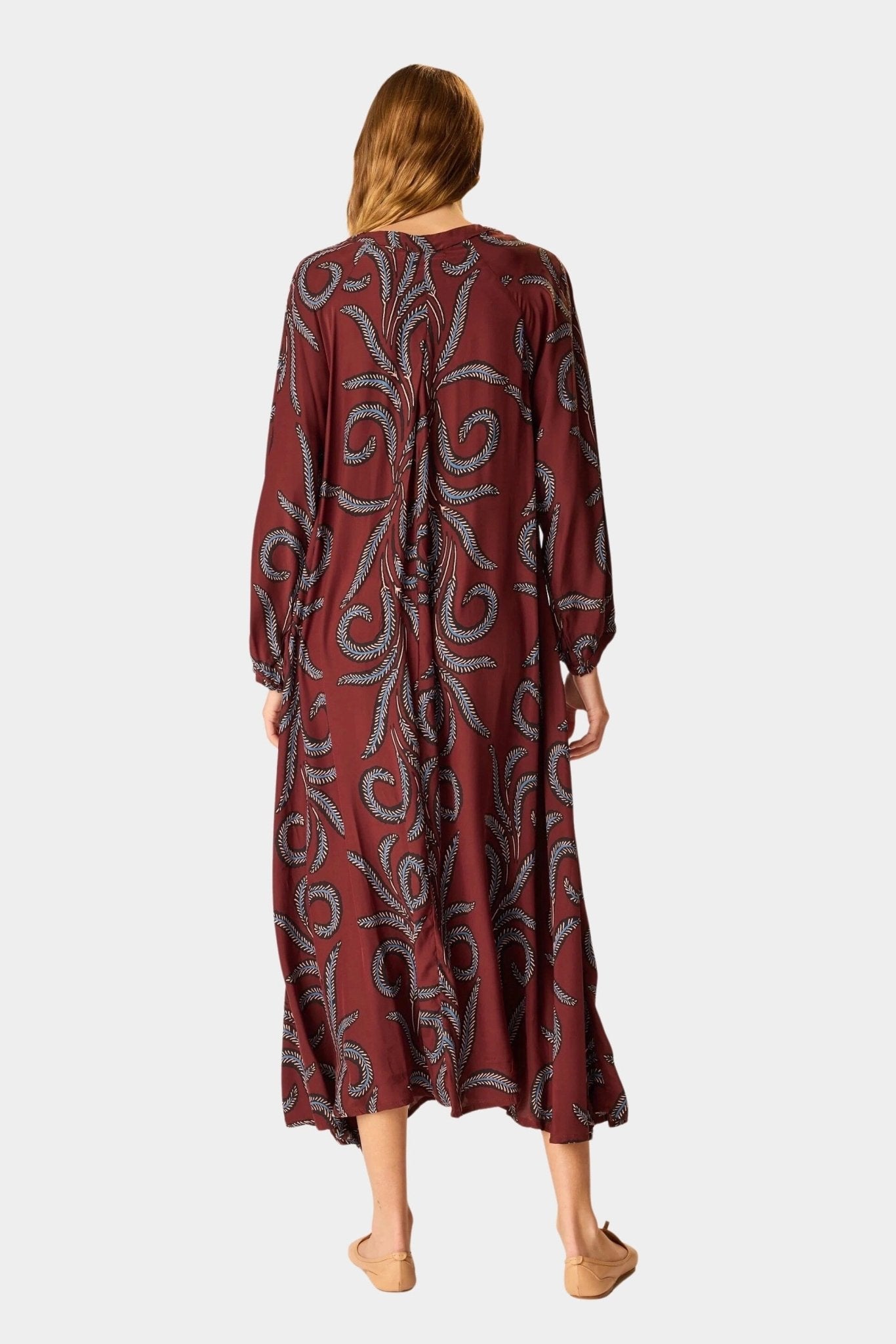 Natalie Martin - Fiore Maxi Dress - Feather Bordeaux - Dresses - YUCCA, artistic clothing for women, boutique near me.