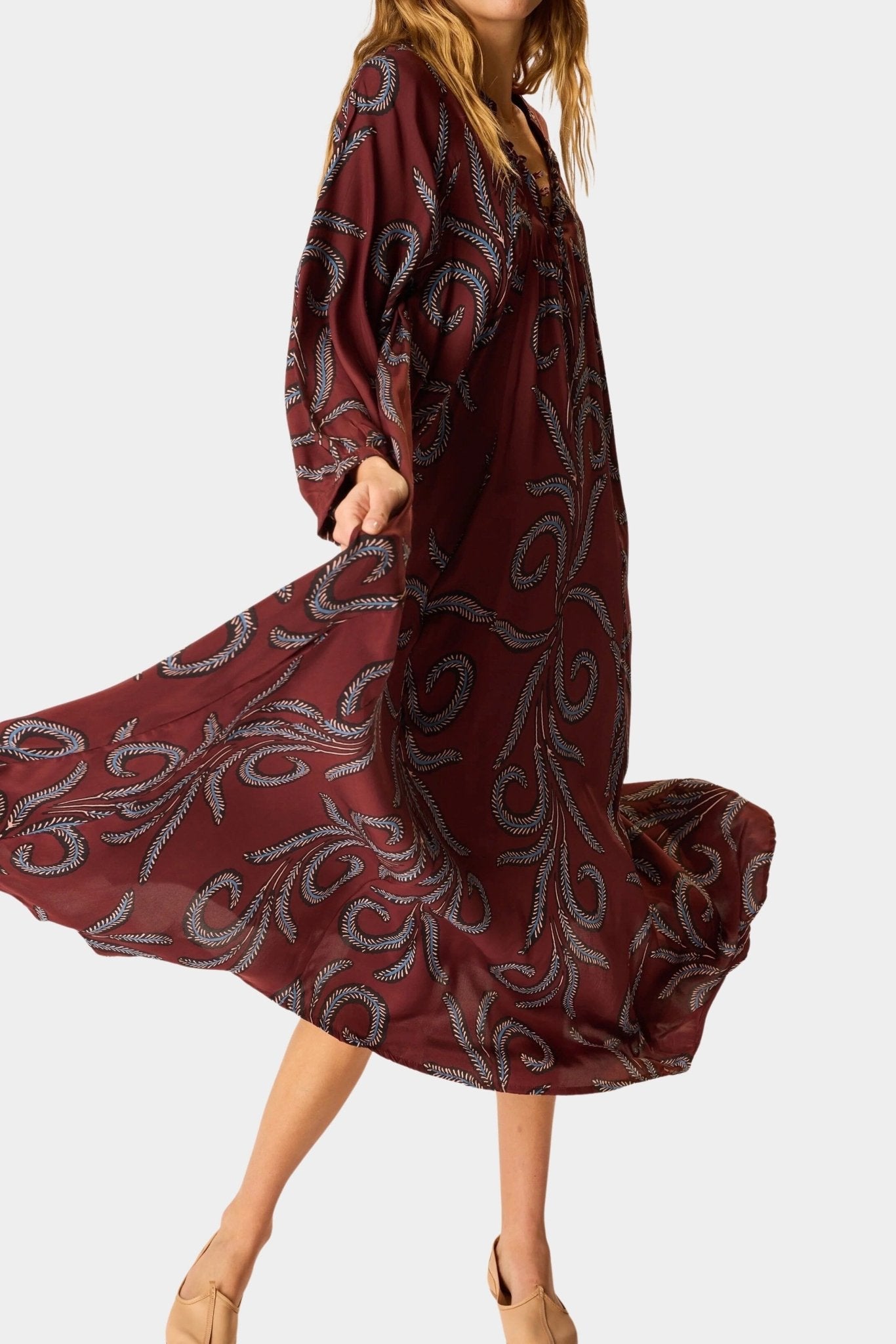 Natalie Martin - Fiore Maxi Dress - Feather Bordeaux - Dresses - YUCCA, artistic clothing for women, Women’s clothing store Denver.