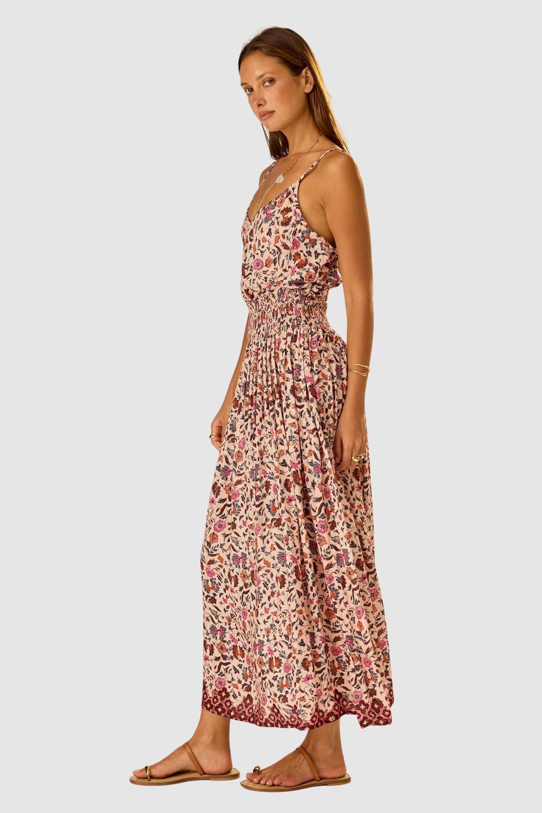 Natalie Martin Heath Cami Wildflower Spice side profile with lightweight drape