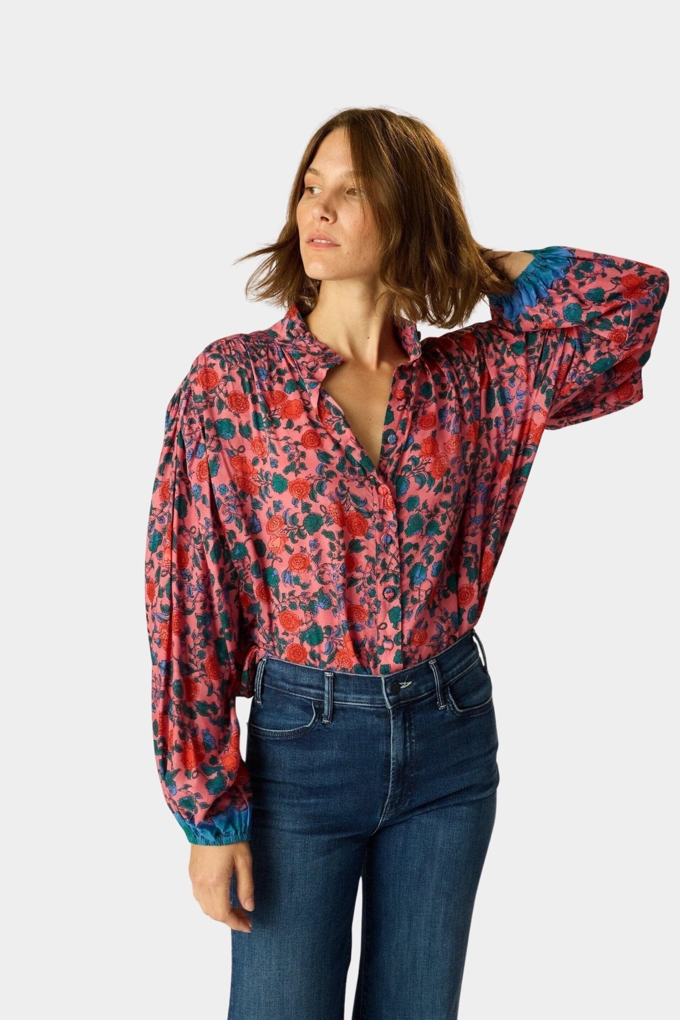 Natalie Martin | Iris Top In Rose Bandana - SHOP YUCCA Shirts & Tops NATALIE MARTIN - YUCCA, Boutiques Denver, stylish tops for women, cherry creek boutique, high quality casual tops.