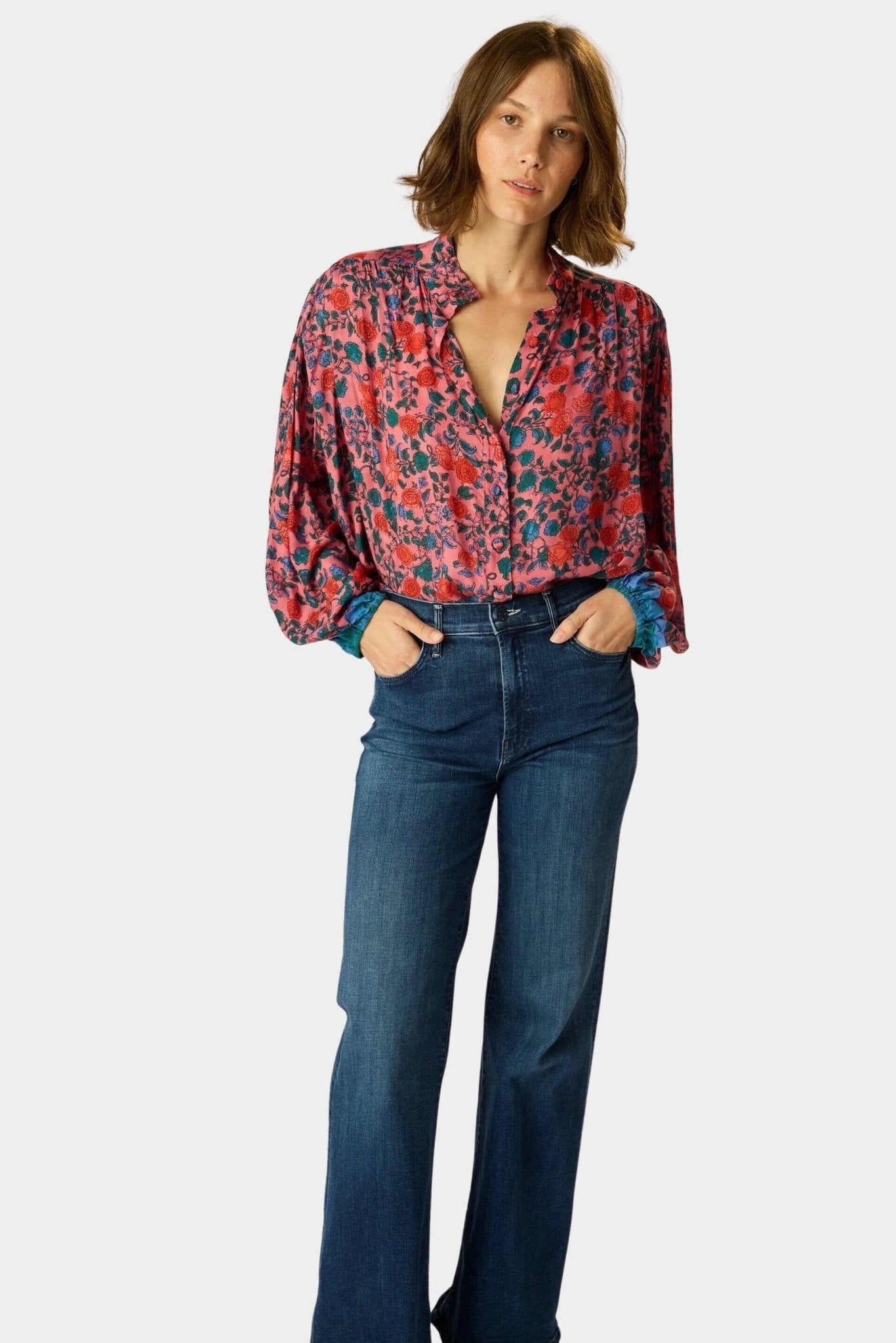 Natalie Martin | Iris Top In Rose Bandana - SHOP YUCCA Shirts & Tops NATALIE MARTIN - YUCCA, Boutiques Denver, stylish tops for women, cherry creek boutique, high quality casual tops.