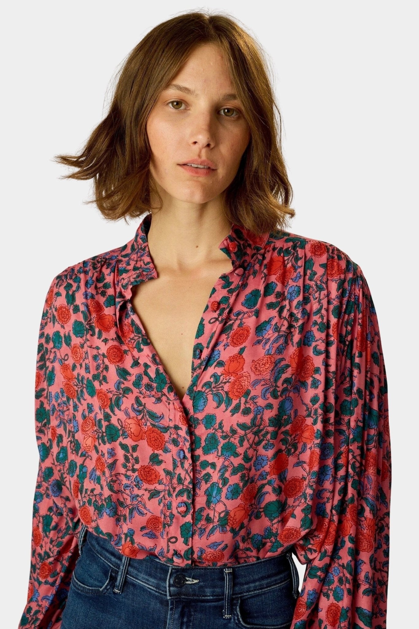 Natalie Martin | Iris Top In Rose Bandana - SHOP YUCCA Shirts & Tops NATALIE MARTIN - YUCCA, Boutiques Denver, stylish tops for women, cherry creek boutique, high quality casual tops.