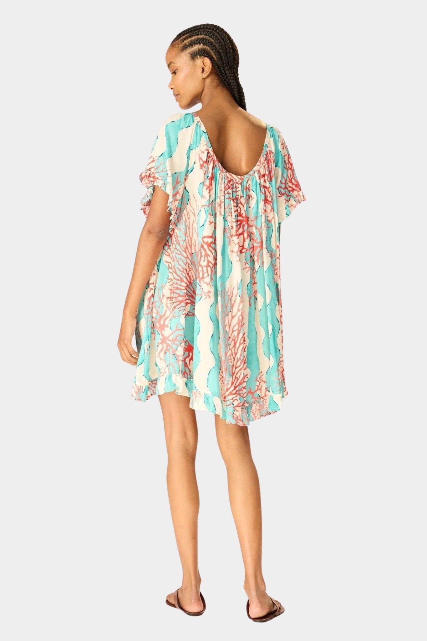 Natalie Martin | Marina Dress In Coral Wave Turquoise - SHOP YUCCA Dresses NATALIE MARTIN - YUCCA, Women’s clothing store Denver, boutique stores near me, capsule wardrobe, women’s elevated basics, casual dresses Denver.