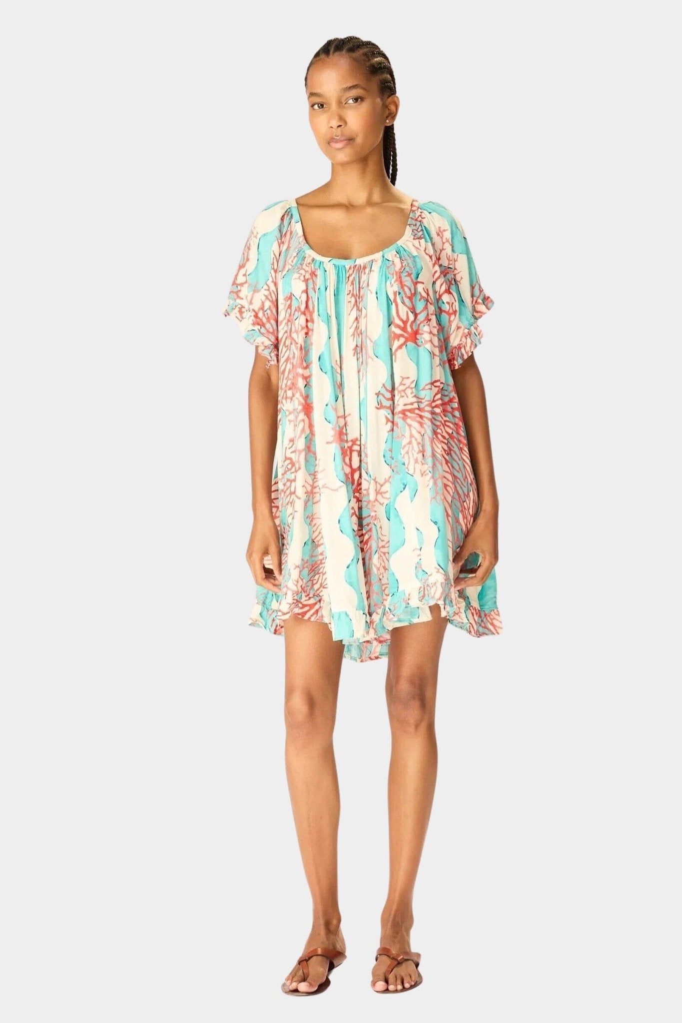 Natalie Martin | Marina Dress In Coral Wave Turquoise - SHOP YUCCA Dresses NATALIE MARTIN - YUCCA, Women’s clothing store Denver, boutique stores near me, capsule wardrobe, women’s elevated basics, casual dresses Denver.