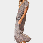 Natalie Martin Monica Dress Delphi Ink front view deep v-neck printed maxi dress
