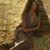 Natalie Martin Monica Dress Delphi Ink relaxed resort dress editorial portrait