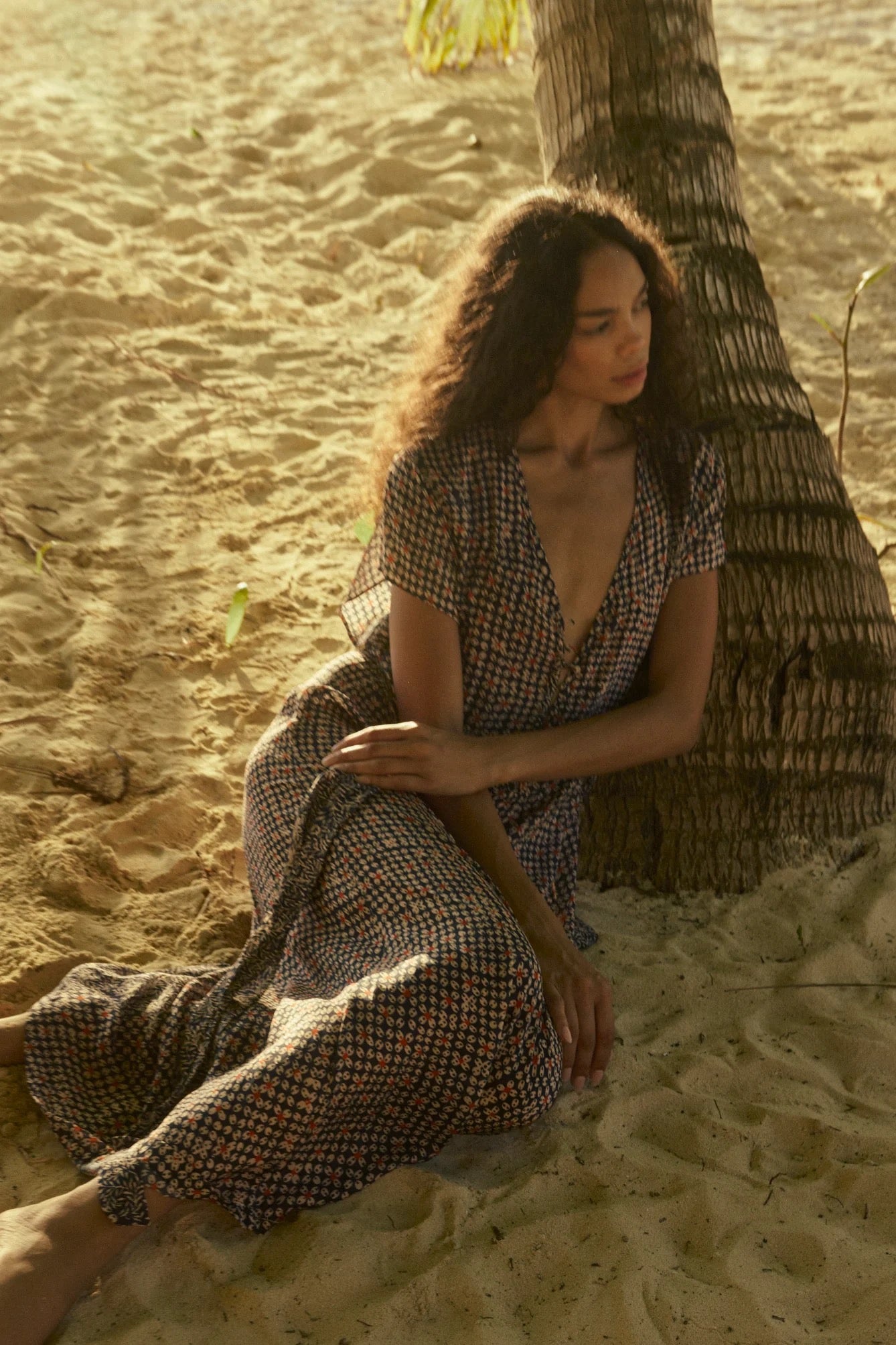 Natalie Martin Monica Dress Delphi Ink relaxed resort dress editorial portrait