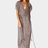 Natalie Martin Monica Dress Delphi Ink front full-length printed dress with waist ties