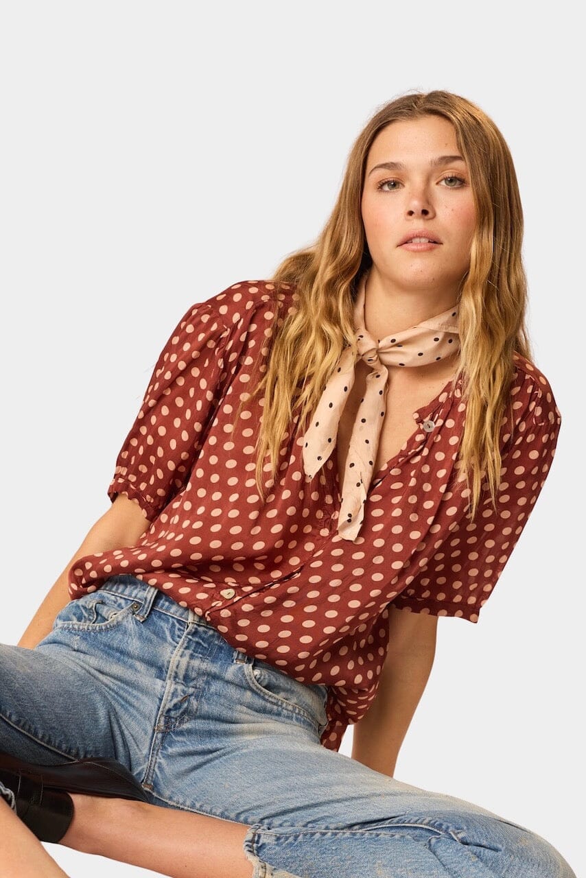 Natalie Martin | Square Scarf In Polkadot Crema - SHOP YUCCA Bandana NATALIE MARTIN - YUCCA 