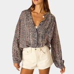 Natalie Martin Tolan Shirt Delphi Ink lightweight viscose button-down blouse at YUCCA Denver
