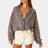 Natalie Martin Tolan Shirt Delphi Ink lightweight viscose button-down blouse at YUCCA Denver