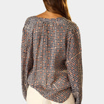 Natalie Martin Tolan Shirt Delphi Ink back view with relaxed drape and gathered shoulders
