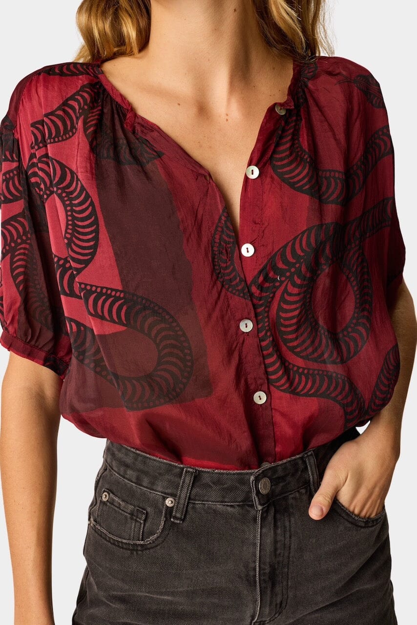 Natalie Martin | Violet Top In Ament Snake Oxblood - SHOP YUCCA Shirts & Tops NATALIE MARTIN - YUCCA 