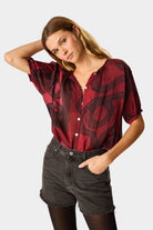 Natalie Martin | Violet Top In Ament Snake Oxblood - SHOP YUCCA Shirts & Tops NATALIE MARTIN - YUCCA 