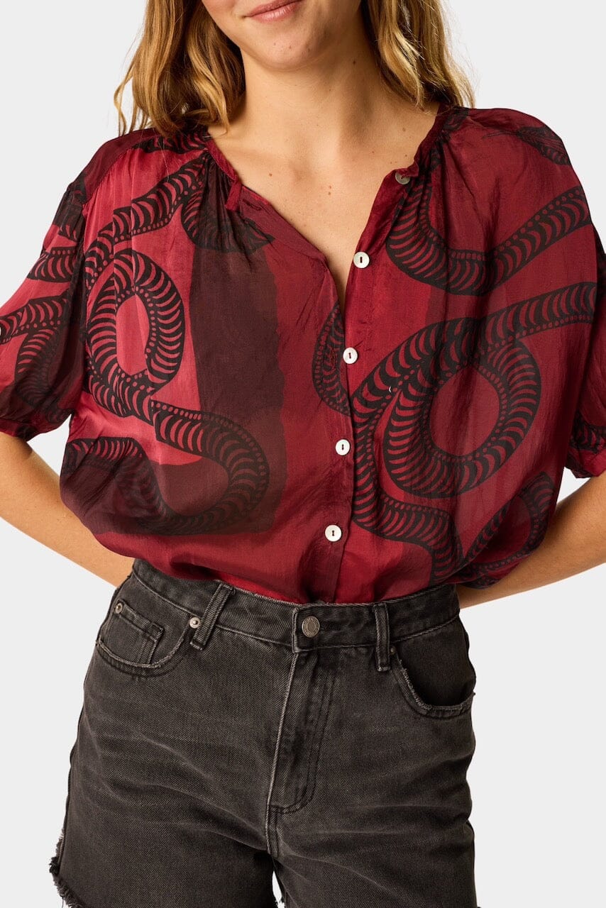 Natalie Martin | Violet Top In Ament Snake Oxblood - SHOP YUCCA Shirts & Tops NATALIE MARTIN - YUCCA 