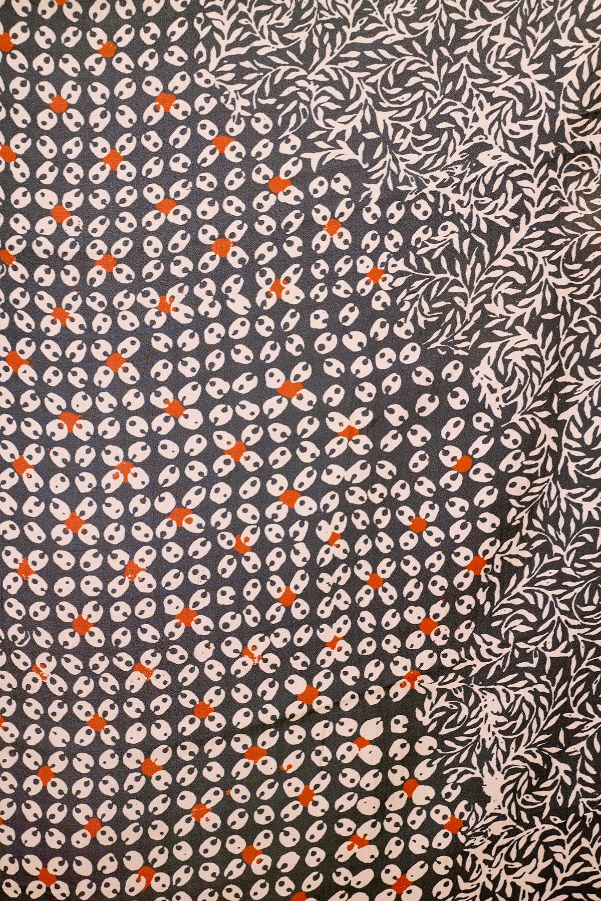 Natalie Martin Violet Top Delphi Ink fabric detail featuring mixed floral and geometric print pattern