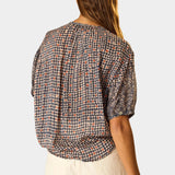 Natalie Martin Violet Top Delphi Ink back view with draped fit and lightweight viscose fabric at YUCCA Denver