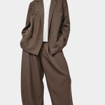 No.6 Austin Blazer in Chocolate, full outfit with the matching wide leg Holland Pant