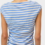 No.6 Carly Tee blue and white stripe cap sleeve top back view