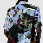 No.6 Chloe Top in Peony floral hammered silk blouse back view showing relaxed fit