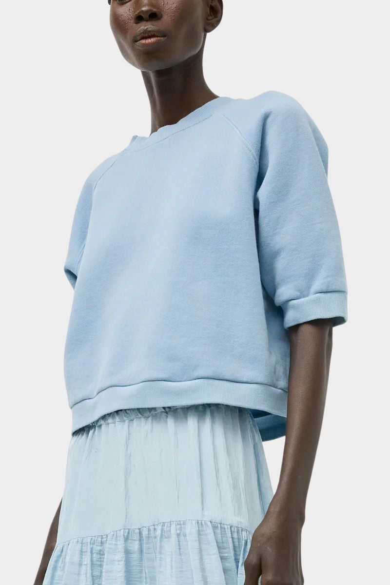 Front view of No.6 Emily Sweatshirt Chambray in soft blue cotton at SHOP YUCCA Denver