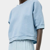 Front view of No.6 Emily Sweatshirt Chambray in soft blue cotton at SHOP YUCCA Denver