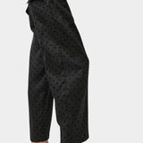 No.6 Justin Pant black dot linen wide leg cropped pant side view