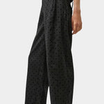 No.6 Justin Pant black dot linen cropped wide leg side pro