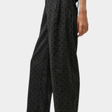 No.6 Justin Pant black dot linen cropped wide leg side pro