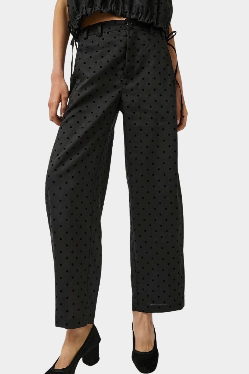 No.6 Justin Pant black dot linen tailored waist detail