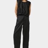 No.6 Justin Pant black dot linen high rise wide leg pant front view