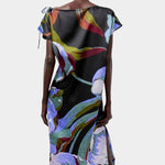No.6 Marion Dress in Peony floral silk midi dress back view showing relaxed silhouette and shoulder tie