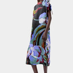 No.6 Marion Dress in Peony floral silk midi dress front view showing relaxed fit and cap sleeve