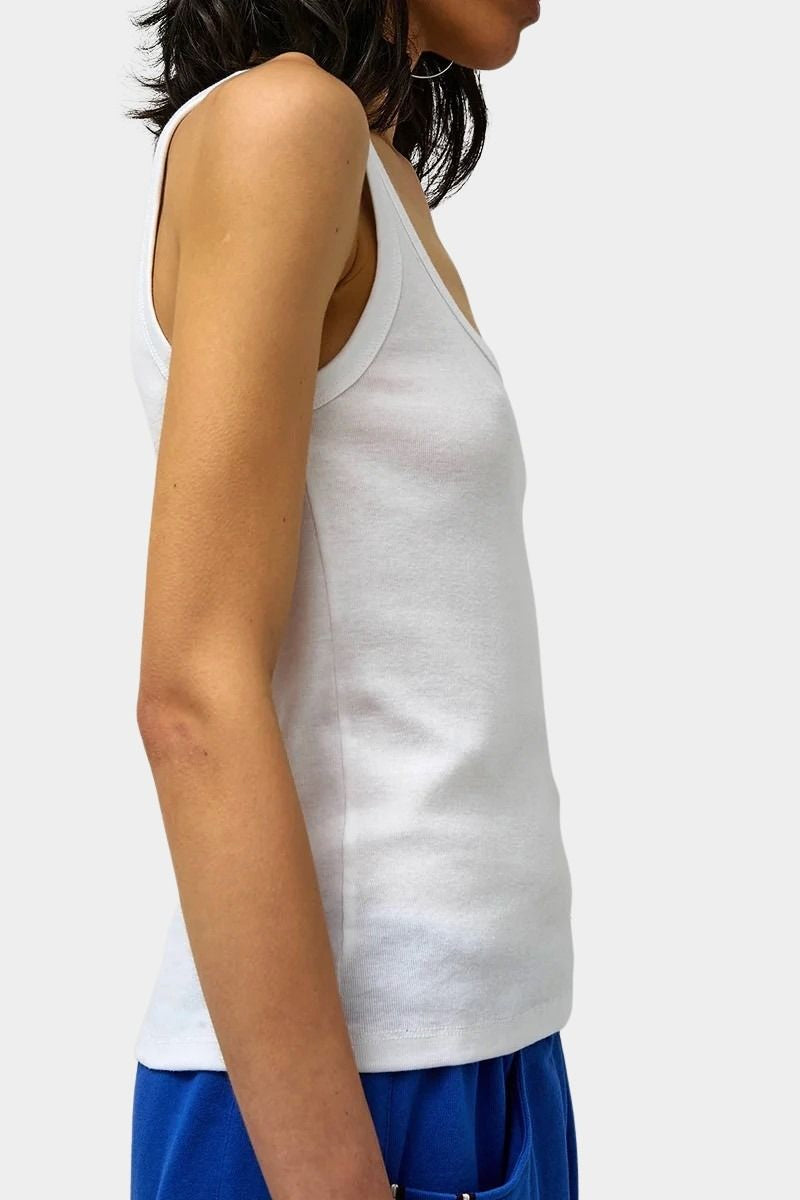 Max Top in White by No.6 everyday cotton tank top with scoop neckline and clean minimalist styling
