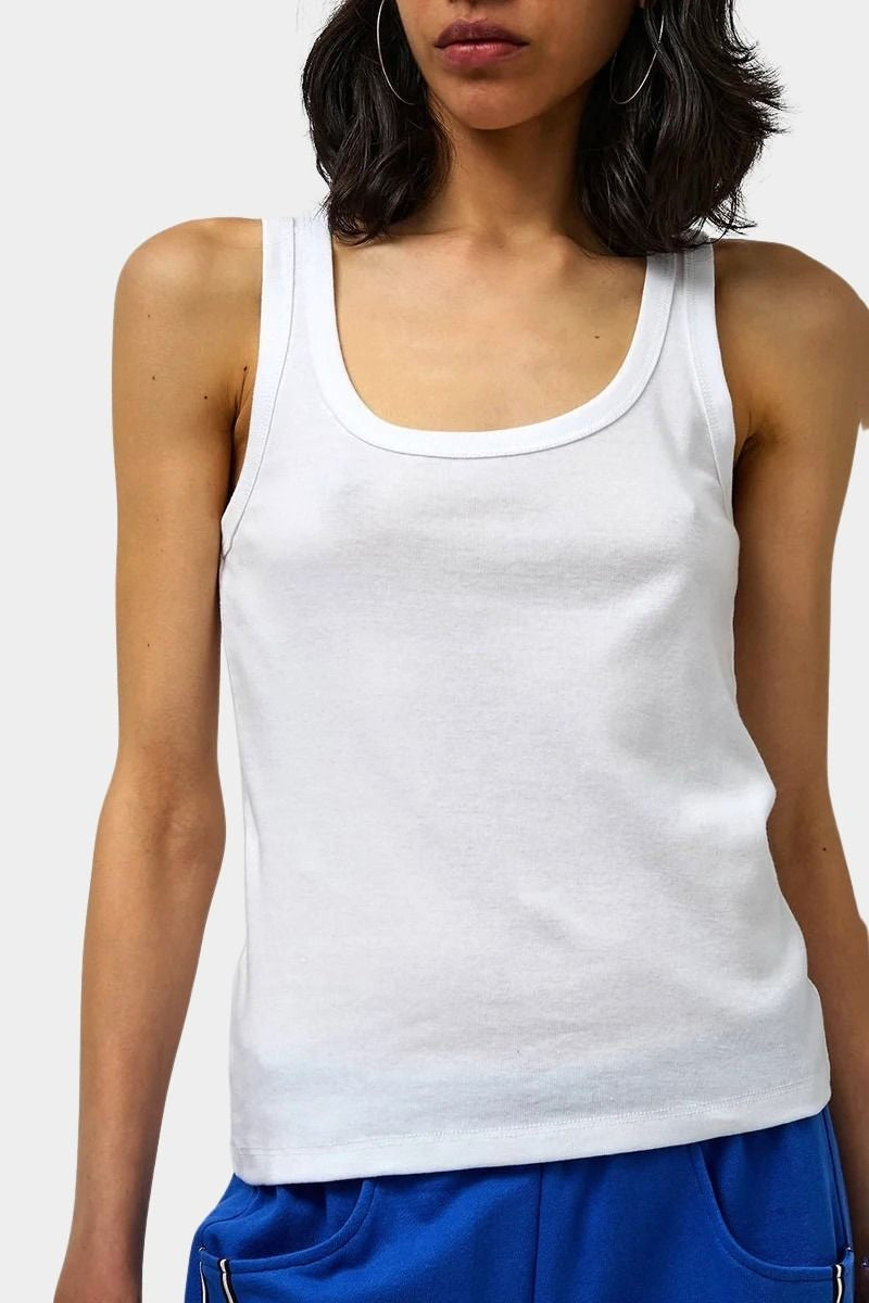 Max Top in White by No.6 everyday cotton tank top with scoop neckline and clean minimalist styling